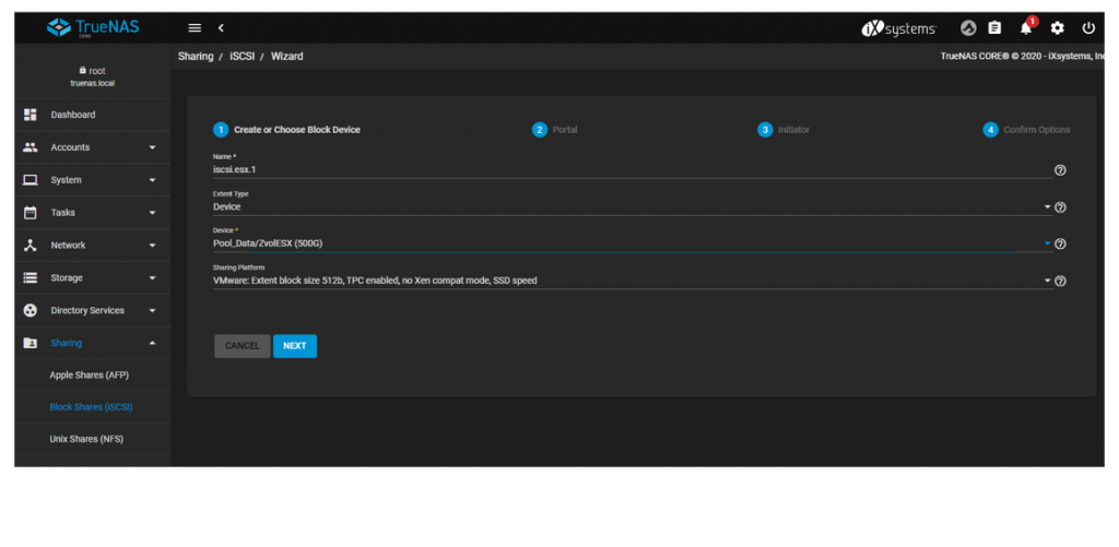 Crear una Lun en TrueNAS por ISCSI y presentarlo a un ESX – CompluTIC ...